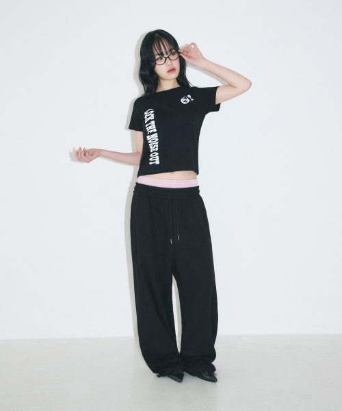 SLEEKGLOW（スリック グロウ）の「アンロックセミクロップTシャツ[ブラック]（Tシャツ/カットソー・レディース・その他・FREE）」の3枚目の写真