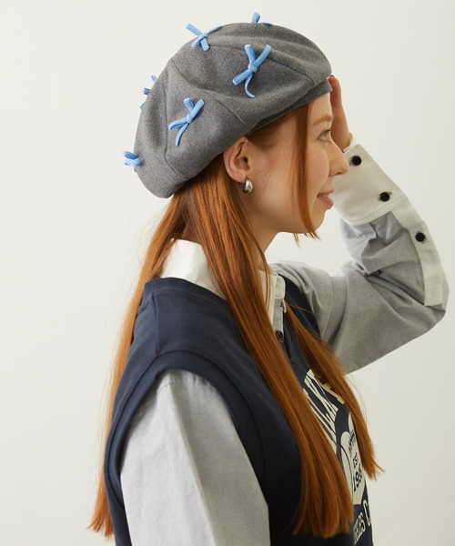 MILKFED.(ミルクフェド)の「RIBBON BERET(ハンチング/ベレー帽・レディース・ブラック/ブラウン/グレー・ONE SIZE)」の7枚目の写真