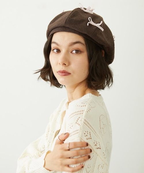 MILKFED.(ミルクフェド)の「RIBBON BERET(ハンチング/ベレー帽・レディース・ブラック/ブラウン/グレー・ONE SIZE)」の16枚目の写真
