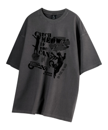 MOZMOZ（モズモズ）の「ピグメントダンシングキャット オーバーサイズ 半袖Tシャツ チャコール（Tシャツ/カットソー）」