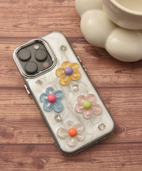 セール】【float】カラフル フラワー デザイン クリア iPhoneケース