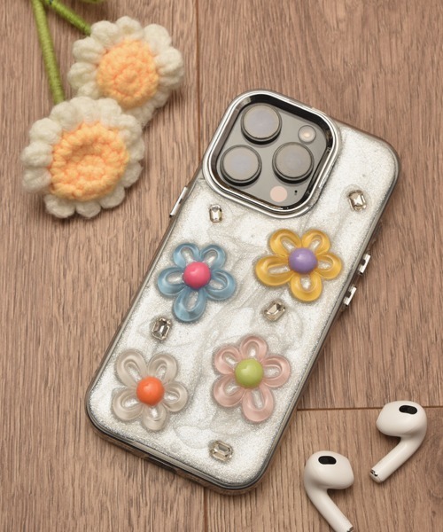 セール】【float】カラフル フラワー デザイン クリア iPhoneケース