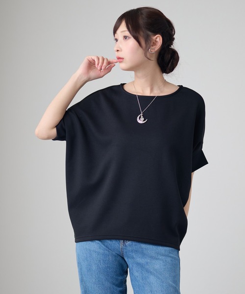 DAYRA(デイラ)の「ソリッドカラー ドルマン ボートネック 半袖 トップス(Tシャツ/カットソー・レディース・ホワイト/ダークグレー/ネイビー/ブラック・FREE)」の7枚目の写真