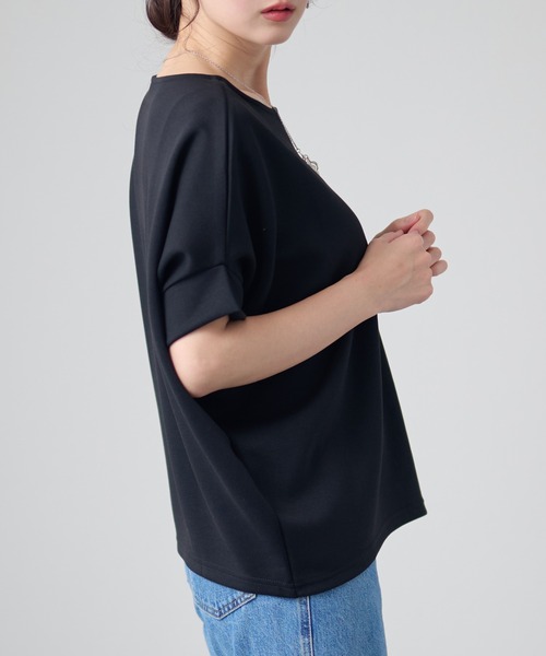 DAYRA(デイラ)の「ソリッドカラー ドルマン ボートネック 半袖 トップス(Tシャツ/カットソー・レディース・ホワイト/ダークグレー/ネイビー/ブラック・FREE)」の9枚目の写真