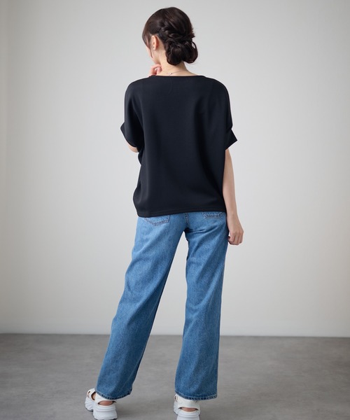 DAYRA(デイラ)の「ソリッドカラー ドルマン ボートネック 半袖 トップス(Tシャツ/カットソー・レディース・ホワイト/ダークグレー/ネイビー/ブラック・FREE)」の10枚目の写真