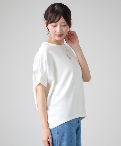 DAYRA(デイラ)の「ソリッドカラー ドルマン ボートネック 半袖 トップス(Tシャツ/カットソー・レディース・ホワイト/ダークグレー/ネイビー/ブラック・FREE)」の22枚目の写真