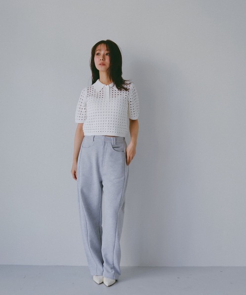 N WITH.（エヌウィズ）の「メッシュニットポロシャツ（ポロシャツ・レディース・アイボリー/ブラウン・MEDIUM/SMALL）」の15枚目の写真