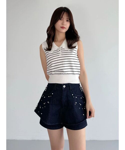 MERCURYDUO(マーキュリーデュオ)の「パールデニムショートパンツ(その他パンツ・レディース・インディゴブルー/ブルー・MEDIUM/SMALL)」の7枚目の写真