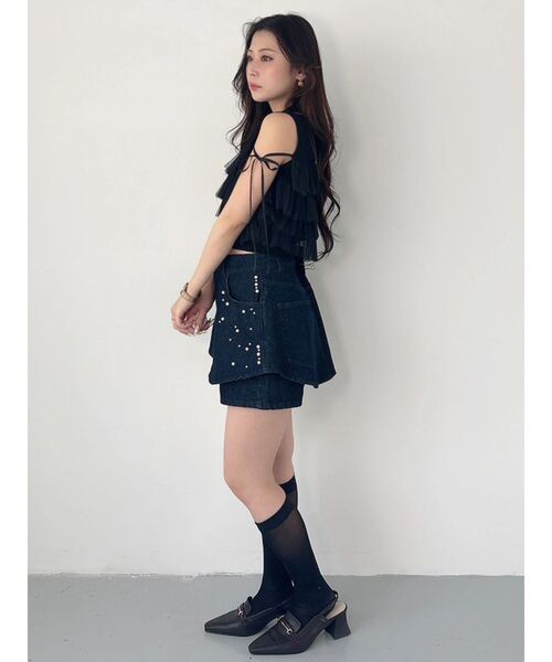MERCURYDUO(マーキュリーデュオ)の「パールデニムショートパンツ(その他パンツ・レディース・インディゴブルー/ブルー・MEDIUM/SMALL)」の9枚目の写真