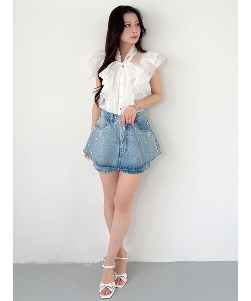 MERCURYDUO(マーキュリーデュオ)の「パールデニムショートパンツ(その他パンツ・レディース・インディゴブルー/ブルー・MEDIUM/SMALL)」の19枚目の写真