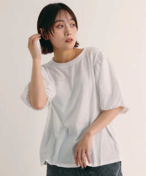 merrylatte(メリーラテ)の「切替バルーンスリーブカットソー【IROHANI】(Tシャツ/カットソー・レディース・ホワイト・FREE)」の2枚目の写真