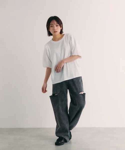 merrylatte(メリーラテ)の「切替バルーンスリーブカットソー【IROHANI】(Tシャツ/カットソー・レディース・ホワイト・FREE)」の6枚目の写真