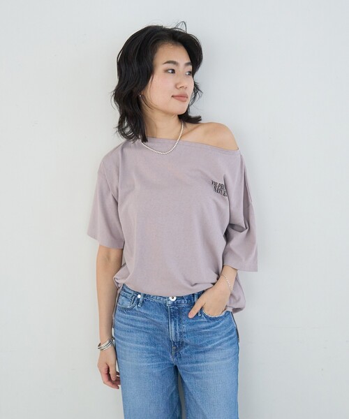 Rouge vif Anna(ルージュヴィフアンナ)の「ボートネックロゴTシャツ(Tシャツ/カットソー・レディース・チャコールグレー/ライトグレー・フリー)」の12枚目の写真
