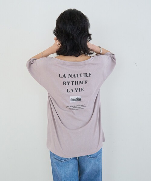 Rouge vif Anna(ルージュヴィフアンナ)の「ボートネックロゴTシャツ(Tシャツ/カットソー・レディース・チャコールグレー/ライトグレー・フリー)」の13枚目の写真