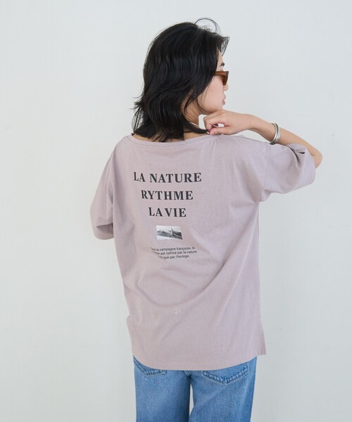 Rouge vif Anna(ルージュヴィフアンナ)の「ボートネックロゴTシャツ(Tシャツ/カットソー・レディース・チャコールグレー/ライトグレー・フリー)」の14枚目の写真