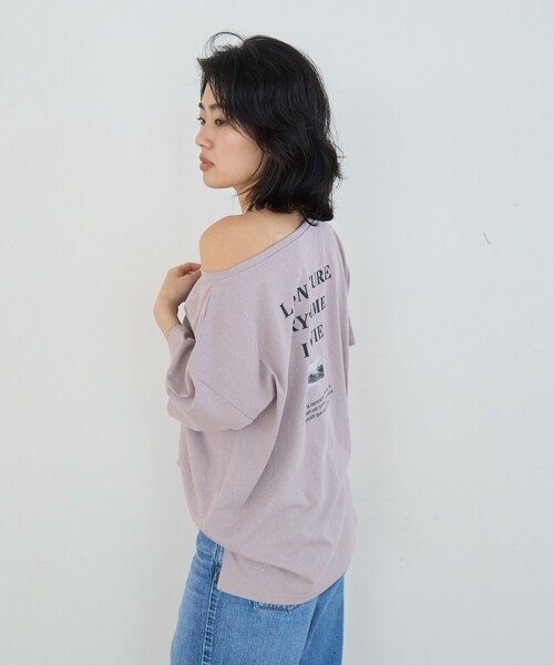 Rouge vif Anna(ルージュヴィフアンナ)の「ボートネックロゴTシャツ(Tシャツ/カットソー・レディース・チャコールグレー/ライトグレー・フリー)」の15枚目の写真