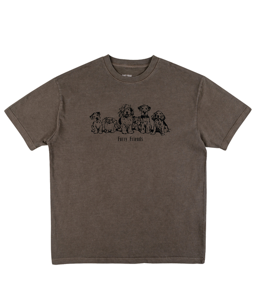 NAVYTEAM(ネイビーチーム)の「Furry Friends ピグメント半袖Tシャツ(4色)(Tシャツ/カットソー・レディース・チャコール/ブラウン/バーガンディー/ブルー・MEDIUM/SMALL/X-LARGE/LARGE)」の2枚目の写真