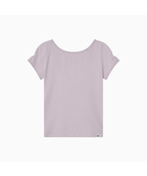 BACK BUTTON SHIRRING T-SHIRT, LAVENDER