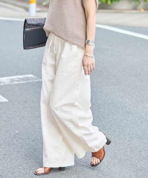JOURNAL STANDARD(ジャーナルスタンダード)の「《追加2》コットンリネン EASY Utility パンツ(その他パンツ・レディース・カーキ/ピンク/ホワイト・38/36)」の1枚目の写真
