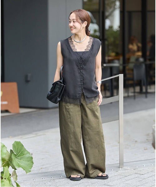 JOURNAL STANDARD(ジャーナルスタンダード)の「《追加2》コットンリネン EASY Utility パンツ(その他パンツ・レディース・カーキ/ピンク/ホワイト・38/36)」の5枚目の写真