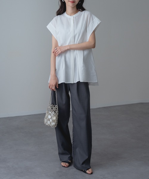 refinedworks(リファインドワークス)の「【refinedworks】サッカー 素材 の上品見え ブラウス(シャツ/ブラウス・レディース・ブルー/ホワイト/ブラック・FREE)」の17枚目の写真