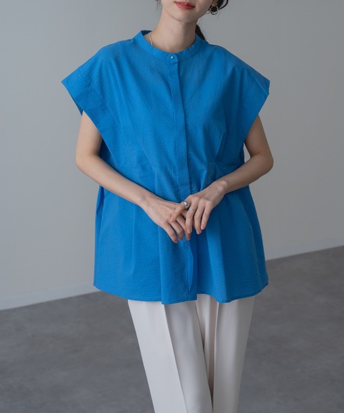 refinedworks(リファインドワークス)の「【refinedworks】サッカー 素材 の上品見え ブラウス(シャツ/ブラウス・レディース・ブルー/ホワイト/ブラック・FREE)」の9枚目の写真