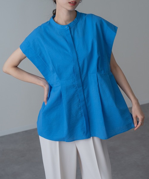 refinedworks(リファインドワークス)の「【refinedworks】サッカー 素材 の上品見え ブラウス(シャツ/ブラウス・レディース・ブルー/ホワイト/ブラック・FREE)」の11枚目の写真