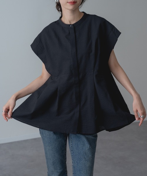 refinedworks(リファインドワークス)の「【refinedworks】サッカー 素材 の上品見え ブラウス(シャツ/ブラウス・レディース・ブルー/ホワイト/ブラック・FREE)」の16枚目の写真