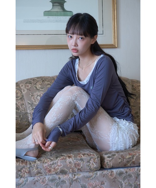 Smyeon(スミョン)の「Gather detail longsleeve tee/ギャザーデザインロングスリーブカットソー(Tシャツ/カットソー・レディース・ホワイト/ミント/チャコールグレー・FREE)」の7枚目の写真