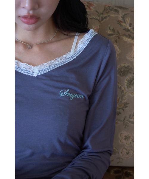 Smyeon(スミョン)の「Gather detail longsleeve tee/ギャザーデザインロングスリーブカットソー(Tシャツ/カットソー・レディース・ホワイト/ミント/チャコールグレー・FREE)」の8枚目の写真