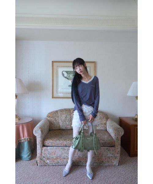 Smyeon(スミョン)の「Gather detail longsleeve tee/ギャザーデザインロングスリーブカットソー(Tシャツ/カットソー・レディース・ホワイト/ミント/チャコールグレー・FREE)」の21枚目の写真