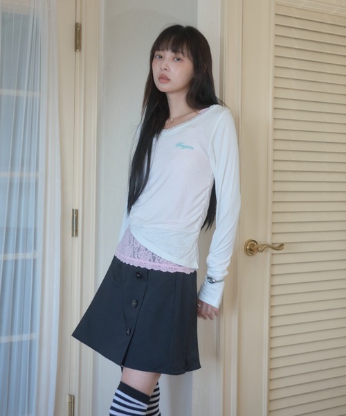 Smyeon(スミョン)の「Gather detail longsleeve tee/ギャザーデザインロングスリーブカットソー(Tシャツ/カットソー・レディース・ホワイト/ミント/チャコールグレー・FREE)」の10枚目の写真