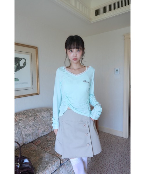 Smyeon(スミョン)の「Gather detail longsleeve tee/ギャザーデザインロングスリーブカットソー(Tシャツ/カットソー・レディース・ホワイト/ミント/チャコールグレー・FREE)」の15枚目の写真