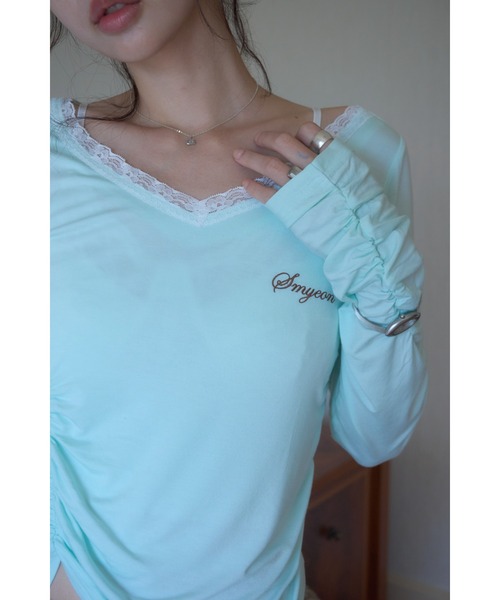 Smyeon(スミョン)の「Gather detail longsleeve tee/ギャザーデザインロングスリーブカットソー(Tシャツ/カットソー・レディース・ホワイト/ミント/チャコールグレー・FREE)」の17枚目の写真