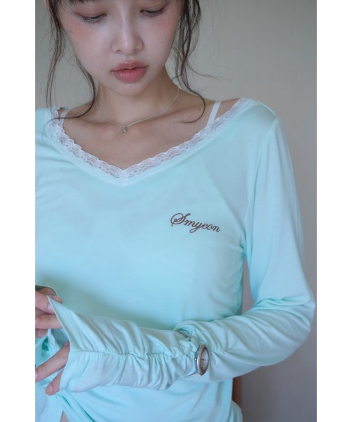 Smyeon(スミョン)の「Gather detail longsleeve tee/ギャザーデザインロングスリーブカットソー(Tシャツ/カットソー・レディース・ホワイト/ミント/チャコールグレー・FREE)」の19枚目の写真