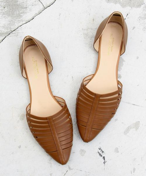 BEAUTY&YOUTH UNITED ARROWS（ビューティーアンドユースユナイテッドアローズ）の「BY∵ グラディエーターフラットパンプス ◆（パンプス・レディース・ブラウン/ホワイト/ネイビー・37h/36h/38/37/36）」の5枚目の写真