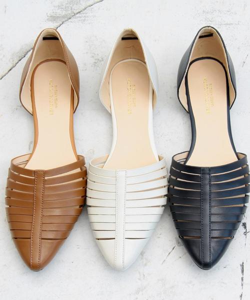 BEAUTY&YOUTH UNITED ARROWS（ビューティーアンドユースユナイテッドアローズ）の「BY∵ グラディエーターフラットパンプス ◆（パンプス・レディース・ブラウン/ホワイト/ネイビー・37h/36h/38/37/36）」の8枚目の写真
