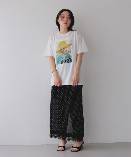 cheriella(シェリエラ)の「【cheriella】ゴッホグラフィックTシャツ GOGH GRAPHIC T-SHIRT(Tシャツ/カットソー・レディース・ブラック/チャコールグレー/オフホワイト・S/M/L)」の7枚目の写真