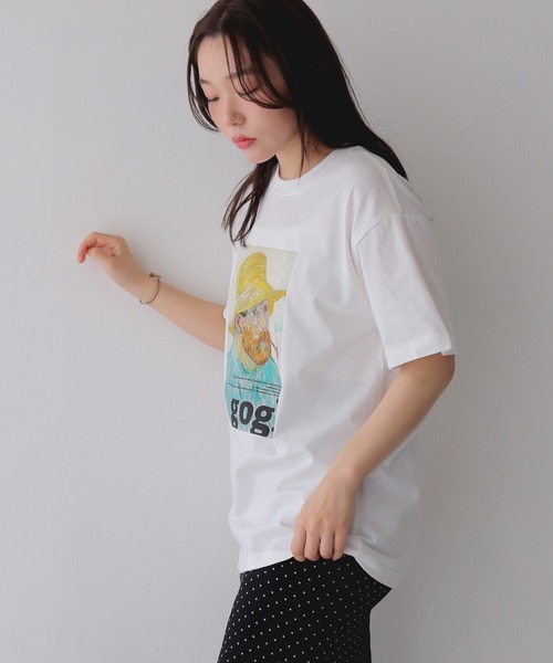 cheriella(シェリエラ)の「【cheriella】ゴッホグラフィックTシャツ GOGH GRAPHIC T-SHIRT(Tシャツ/カットソー・レディース・ブラック/チャコールグレー/オフホワイト・S/M/L)」の6枚目の写真