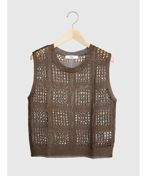 FIKA.（フィーカ）の「Crochet sleeveless knit（ニット/セーター・レディース・アイボリー/ブラック/ブラウン・MEDIUM）」の4枚目の写真