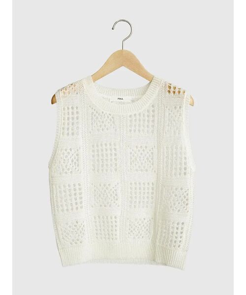 FIKA.（フィーカ）の「Crochet sleeveless knit（ニット/セーター・レディース・アイボリー/ブラック/ブラウン・MEDIUM）」の5枚目の写真