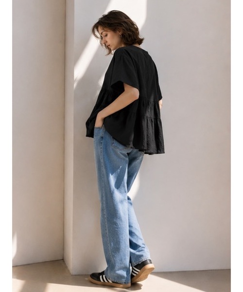 Brown&Street(ブラウンアンドストリート)の「コットンティアードブラウス(シャツ/ブラウス・レディース・ホワイト/ライトカーキ/ブラック・FREE)」の14枚目の写真