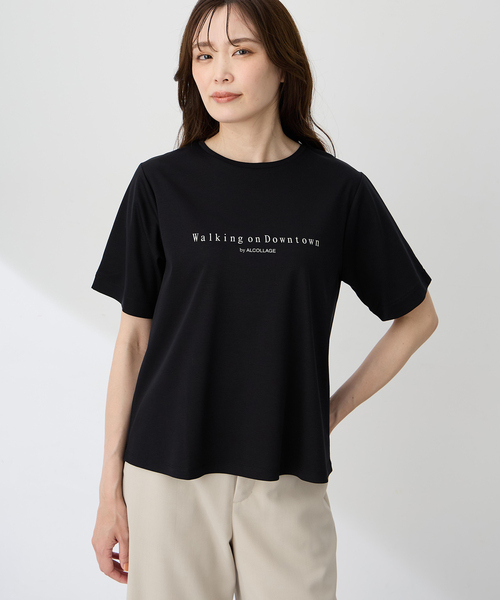 A/C DESIGN BY ALPHA CUBIC(エーシーデザインバイアルファキュービック)の「【ALCOLLAGEプリント】ラウンドヘムプリントTシャツ【すごツヤ・UVカット・接触冷感】(Tシャツ/カットソー・レディース・ライトグレー/ブラック/オフホワイト・LL/3L/M/L)」の3枚目の写真