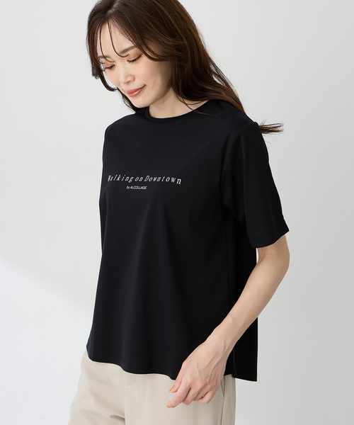 A/C DESIGN BY ALPHA CUBIC(エーシーデザインバイアルファキュービック)の「【ALCOLLAGEプリント】ラウンドヘムプリントTシャツ【すごツヤ・UVカット・接触冷感】(Tシャツ/カットソー・レディース・ライトグレー/ブラック/オフホワイト・LL/3L/M/L)」の7枚目の写真