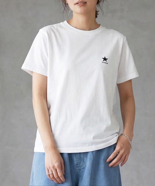 SELECT LEVERY(セレクトリベリー)の「星ワンポイント刺繍ロゴTシャツ(Tシャツ/カットソー・レディース・ブラック/オフホワイト・FREE)」の22枚目の写真