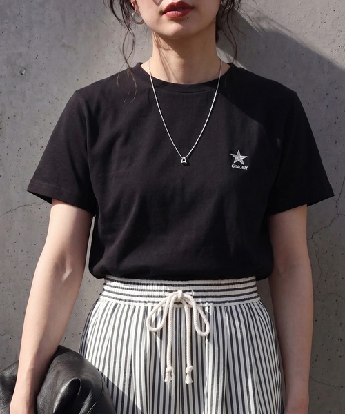 SELECT LEVERY(セレクトリベリー)の「星ワンポイント刺繍ロゴTシャツ(Tシャツ/カットソー・レディース・ブラック/オフホワイト・FREE)」の16枚目の写真