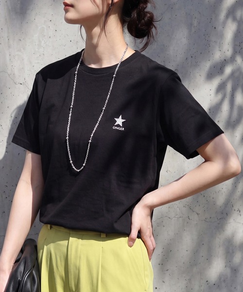 SELECT LEVERY(セレクトリベリー)の「星ワンポイント刺繍ロゴTシャツ(Tシャツ/カットソー・レディース・ブラック/オフホワイト・FREE)」の15枚目の写真