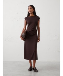 BANANA REPUBLIC FACTORY STORE ソフトタッチ サイドシャーリングミディワンピース