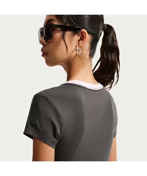 NIKE（ナイキ）の「NIKE/ナイキ WS NSW MD CRP VGPX（Tシャツ/カットソー・レディース・チャコールグレー/ピンク・L/M/XL/S）」の4枚目の写真