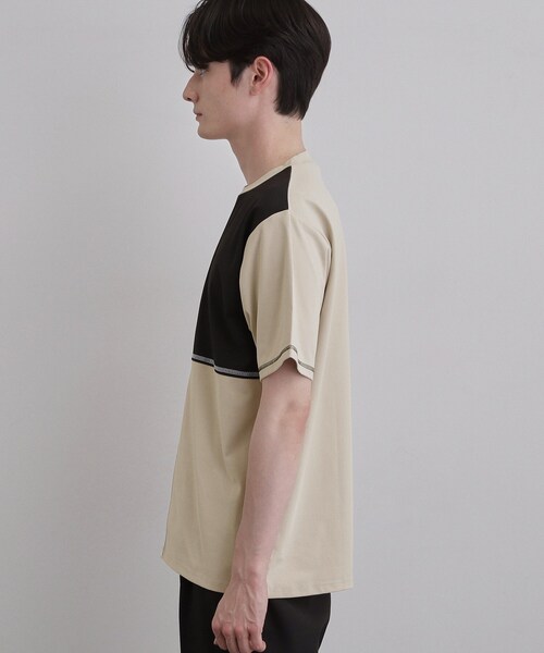 tk.TAKEO KIKUCHI（ティーケータケオキクチ）の「異素材ブロック切替Tシャツ（Tシャツ/カットソー・メンズ・ベージュ系その他7/ホワイト系5/ブラック系4・02/03/04）」の18枚目の写真